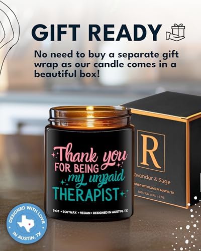 Funny Candle for Best Friend, Thank You for Being My Unpaid Therapist Candle, Unique Best Friend Candles for Women, Funny Friendship Gifts, Gifts for Bestfriends, Birthday, Christmas, Gift-Ready - Image 4