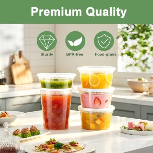 Lamosi Deli Containers with Lids 48 Sets, 32/16/8 oz X 16 Set Each - Image 5