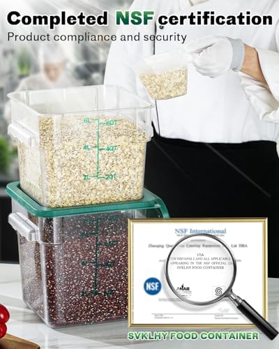 2QT&4QT NSF Food Storage Containers: 8 PCS[Food Grade] [Hot&Cold Resistant] Commercial Clear Square Food Storage Containers with Scales Handles for Home Restaurant Kitchen(BPA FREE) - Image 2