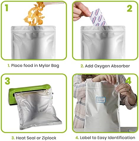 10pcs 5 Gallon Mylar Bags for Food Storage - 10 Mil Thick - Extra large bags 5 Gallon with Oxygen Absorbers 2500cc - Zipper Resealable Milar Bags - Bolsas Mylar 5 Galones - Image 5