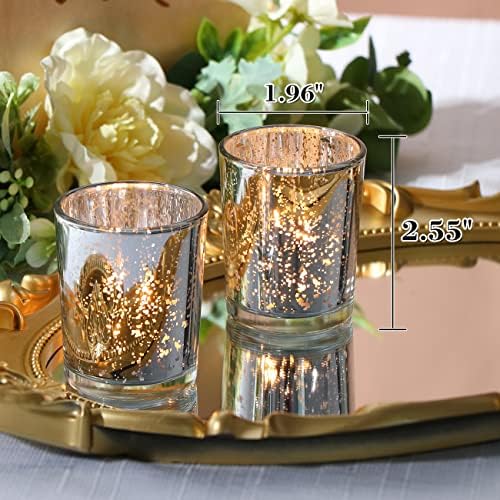 DARJEN 24Pcs Silver Votive Candle Holders for Table - Mercury Glass Votives Silver Candle Holder - Tealight Candle Holder for Wedding Centerpieces & Party Decorations - Image 2