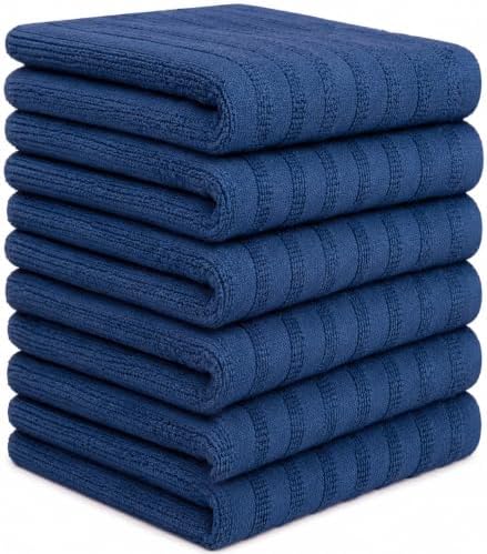 Premium Kitchen Towels 6 Pack 100% Cotton, 20"x28" - Blue Solid - Image 3