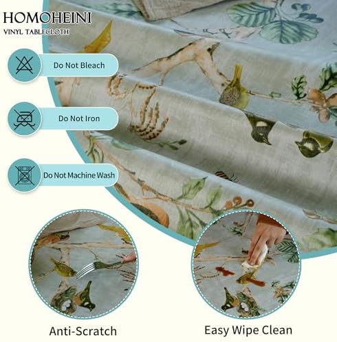 Rectangle Table Cloth,100% Waterproof Tablecloth Oil Proof Spill Proof Vinyl Table Cloth, Wipe Clean Plastic Table Cover for Dining, Camping, Indoor and Outdoor 54" x 120",Magpie - Image 3