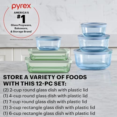 Pyrex Colors Tinted 12-Piece Small/Medium/Large Food Storage Container Set - Image 2