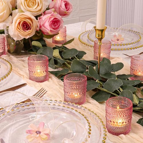 SUPMIND 24pcs Votive Candle Holders, Pink Glass TeaLights Holder Bulk - Image 5