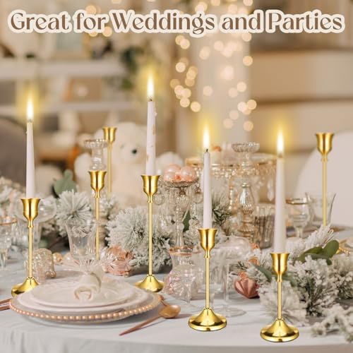 36PCS Brass Gold Taper Candle Holders Set, Vintage Metal Candlestick - Image 4