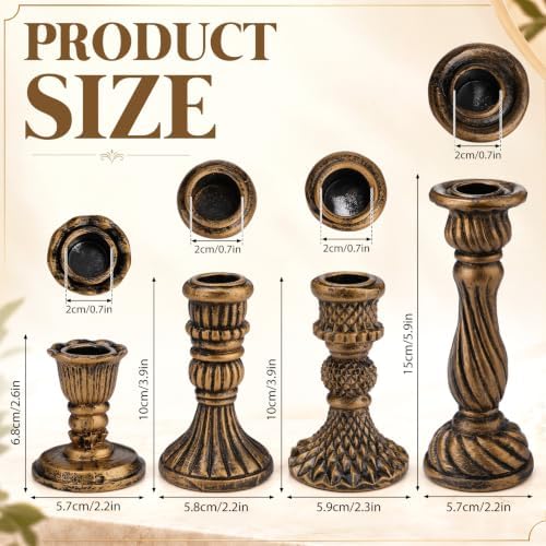 8 Pcs Christmas Vintage Candlestick Holders, Bronze - Image 3