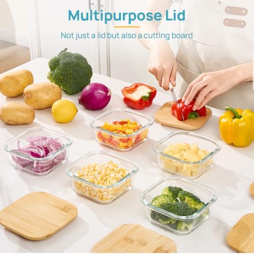 Vtopmart 5 Pack Glass Food Storage Containers with Bamboo Lids, 17.5oz - Image 3