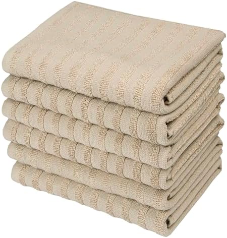 Premium Kitchen Towels 6 Pack 100% Cotton, 20"x28" - Tan Solid - Image 6