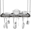 33” Pots and Pans Hanging Rack, Heavy-duty Metal Square Kitchen Ceiling Pot Rack by TICKCACY-EnrichYourLife