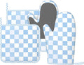 Oven Mitts and Pot Holders Set, Checkerboard Pattern Pastel Blue Silicone by DADABULIU