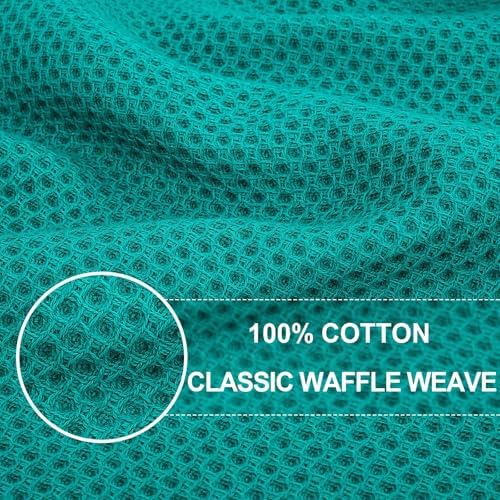 Homaxy 100% Cotton Waffle Weave Kitchen Dish Cloths 18-Pack, Teal - Image 2