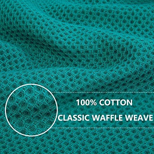Homaxy 100% Cotton Waffle Weave Kitchen Dish Towels 12-Pack, Teal - Image 2