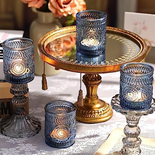 DARJEN Blue Votive Candle Holders Set of 36 - Votive Candle Holders Bulk, Glass Candle Holder for Party Decoration, Tea Lights Candle Holders for Wedding - Image 6