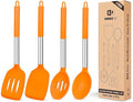 Pack of 4 Silicone Cooking Utensils Set, Non Stick Large Solid Spatulas by BUNDLEPRO