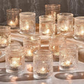 30 Pack Clear Glass Votive Candle Holders, Vintage Candle Holder Bulk, Tealight Candle Holders for Table Centerpieces, Home, Bridal Shower, Birthday, Christmas, Thanksgiving Party Table Decor by Hlukana