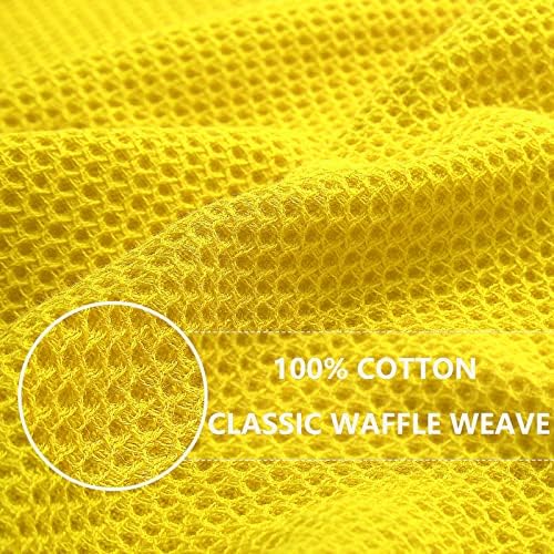 Homaxy 100% Cotton Waffle Weave Kitchen Dish Towels 4-Pack, Yellow - Image 2