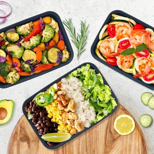 Bentgo Prep - 20-Piece 1-Compartment Reusable Meal Prep Containers with Lids, PFAS & BPA Free Materials, Durable, Microwave, Freezer, & Dishwasher Safe To Go Food Storage (Navy Blue) - Image 2