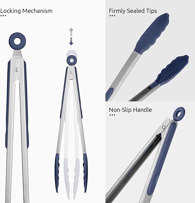 600ºF Heat Resistant Kitchen Tongs: U-Taste 12 inch Large Silicone Cooking Tong - Image 6