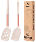 Pack of 2 Silicone Solid Turner, Non Stick Slotted Kitchen Spatulas, High Heat by BUNDLEPRO