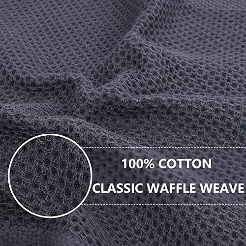 Homaxy 100% Cotton Waffle Weave Kitchen Dish Cloths 18-Pack, Dark Grey - Image 2