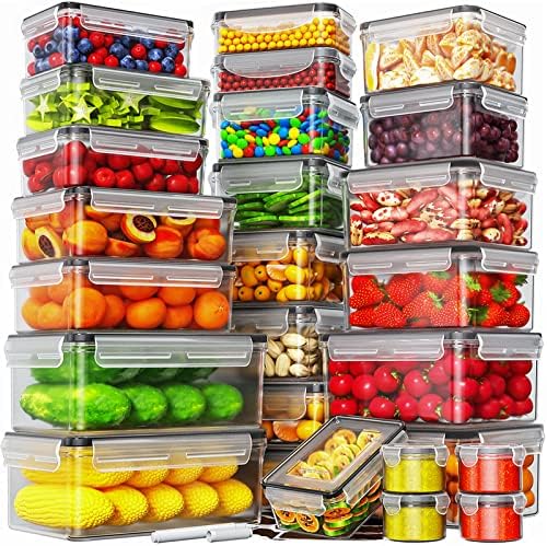 HOMETALL 52 Piece Airtight Food Storage Containers Set with Lids (26 Containers & 26 Lids),100% Leakproof Plastic Meal Prep Container Reusable, BPA Free Kitchen and Pantry Organization - Labels & Pen by OrderNow