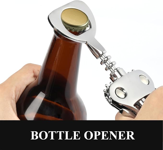 KORCCI Wine Opener, Heavy-Duty Zinc Alloy Wing Corkscrew, Premium Beer Bottle - Image 4