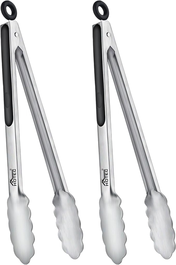 Hotec Stainless Steel Kitchen Tongs, Locking Metal Food Tongs by Hotec