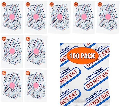 100 Packs 700CC Food Grade Oxygen Absorbers (10 Pack in Individual Vacuum Bag ) , Oxygen Absorbers For Long Term Food Storage with Oxygen Indicator , Works in Mylar Bags, Mason Jars, and Vacuum Bags by LIFJOY