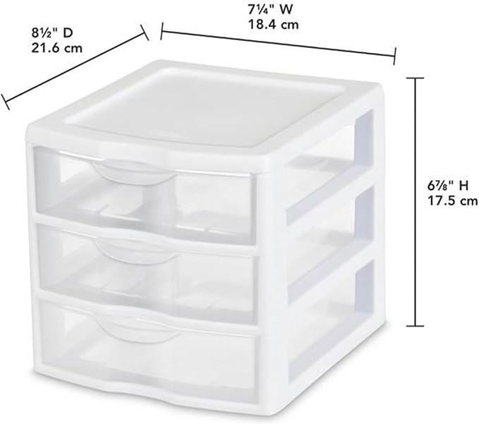 Sterilite 18-Pack Clearview 3-Drawer Cart, Small Plastic Storage Organizer - Image 3