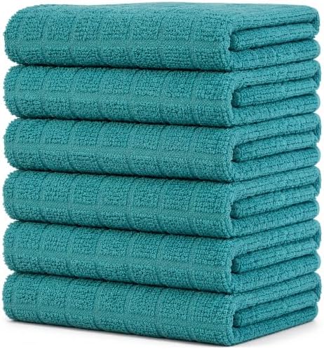 Bumble Kitchen Towels (6-Pack), 16"x28", 100% Cotton Dish Towels - Aqua by BumbleTowels
