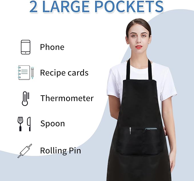 8/12/24 Pack Plain Bib Aprons Bulk, Unisex Apron - Image 5