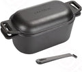 2-in-1 Pre-Seasoned Cast Iron Dutch Oven Pot by OLLAKOK