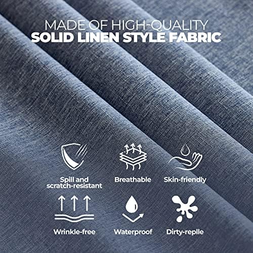 Decorelia Faux Linen Square Tablecloth for Dining Room,Waterproof Texture Decorative Farmhouse Rustic Table Cloth for Indoor Outdoor Party Holiday Banquet Picnics Patio,52x52 Inch (Square),Denim Blue - Image 4