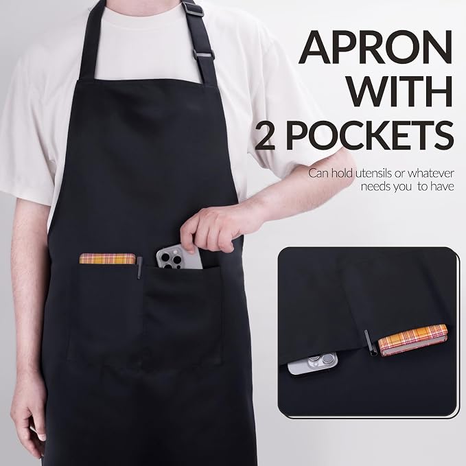 Large Chef Apron for Men and Women, Cooking Kitchen Aprons - Image 5