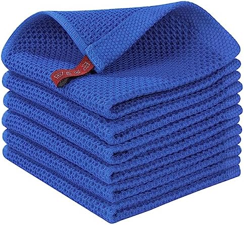 Homaxy 100% Cotton Waffle Weave Kitchen Dish Cloths 6-Pack, Blueberry by Homaxy