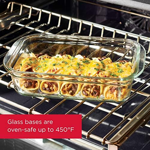 Rubbermaid Brilliance Glass Food Storage set of 4 containers 8 total pieces (4 containers + 4 lids) for Lunch Meal Prep and Leftovers Dishwasher and Oven Safe Clear/Grey - Image 3