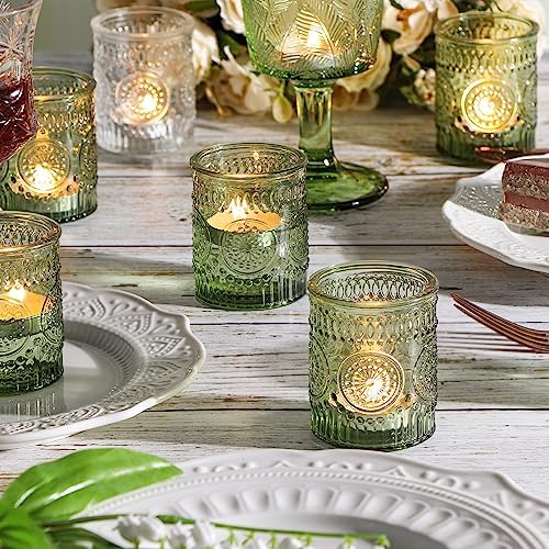 24 Pcs Green Votive Candle Holders for Wedding, Christmas Tealight Holder, - Image 4