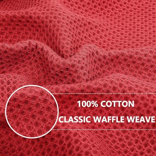 Homaxy 100% Cotton Waffle Weave Kitchen Dish Towels 4-Pack, Brick Red - Image 2
