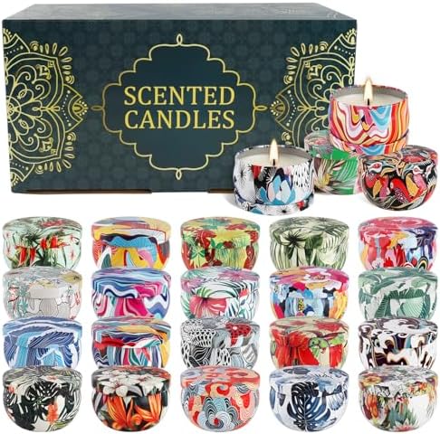 WPONSZU Set 24 Pack Scented Candles Gifts Soy Wax Travel Tin Jar Candles for Home 2.5 OZ jar Candles for Mom for Christmas, Birthday, Thanksgiving, Mother's Day - Image 3