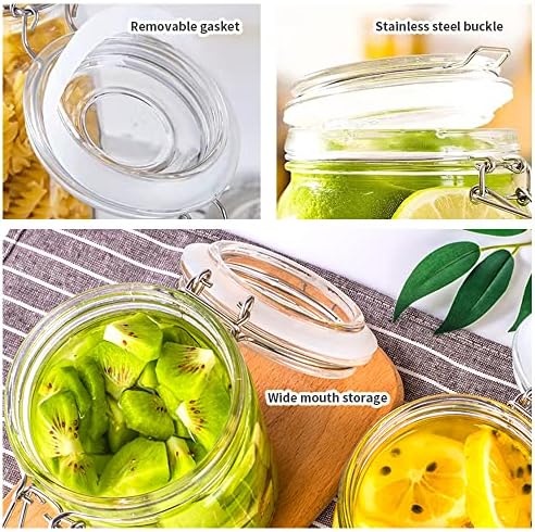 32oz Glass Food Storage Jars with Airtight Clamp Lids,Set of 4 Airtight Glass Canister Square- Clear Storage Container for Kitchen Container Storing Sugar, Flour, Cereal,Coffee,Spice… - Image 4