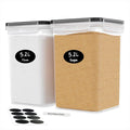 DWËLLZA KITCHEN Large Flour Sugar Storage Containers Set of 2; 175 FL. oz - 5.2L Plastic Airtight Food Storage Containers with Lids for Kitchen Pantry Organization - Food Containers, Labels & Marker by DW%C3%8BLLZAKITCHEN