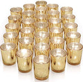 LETINE Gold Votive Candle Holders Set of 36 - Speckled Mercury Gold Glass Candle Holder Bulk - Ideal Spring Summer Decor for Wedding Centerpiece Table，Valentine's Day Decorations Indoor by LETINE