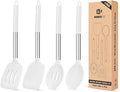 Pack of 4 Silicone Cooking Utensils Set, Non Stick Large Solid Spatulas by BUNDLEPRO