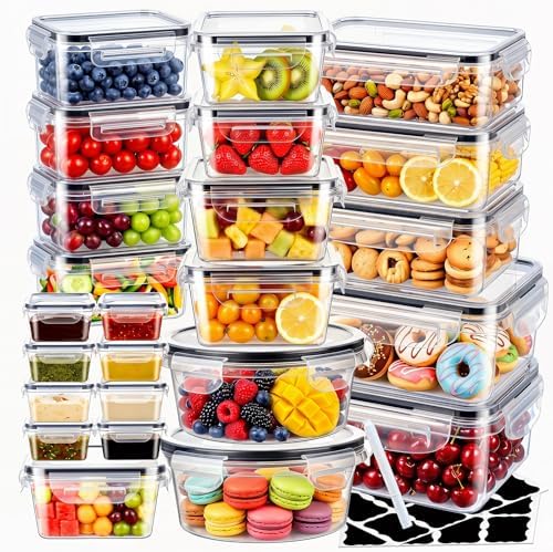 48 Pcs Reusable plastic food storage containers with lids by Asnews