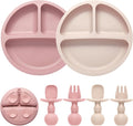 Eascrozn Silicone Feeding Set, 2 Pack Divided Toddler Plates by Eascrozn