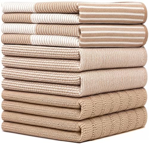 Premium Kitchen Towels 6 Pack 100% Cotton, 20"x28" Dish Towels - Tan - Image 3
