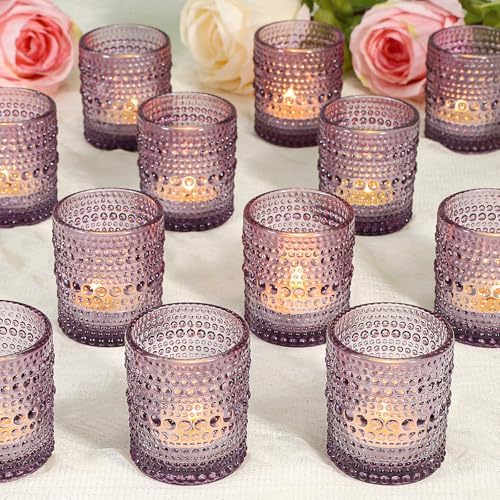 SUPMIND 24pcs Purple Glass Votive Candle Holders Bulk for Wedding by SUPMIND