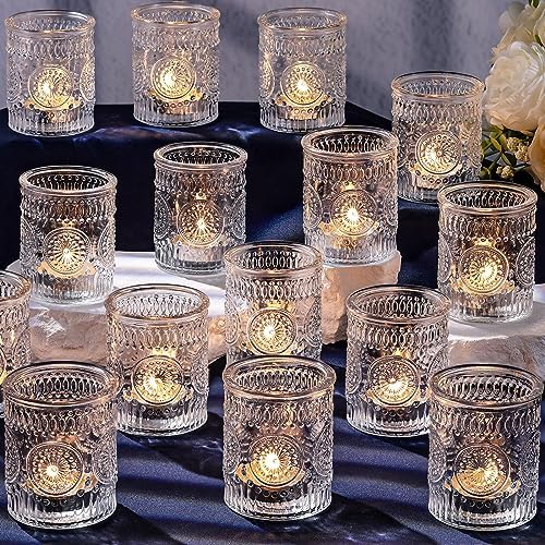 Clear Votive Candle Holders Set of 36- Glass Tea Light Candle Holders Bulk by DARJEN