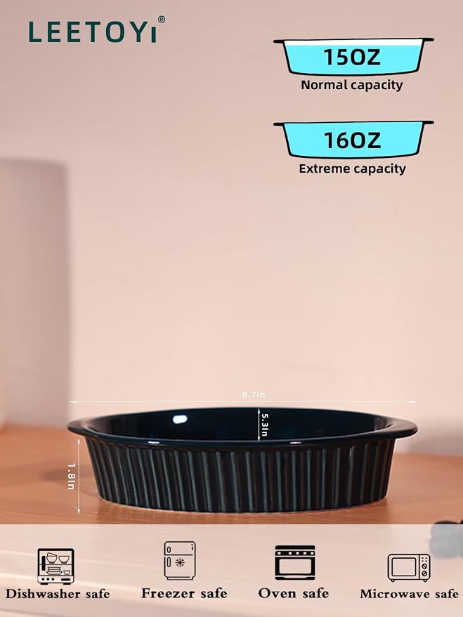 LEETOYI Porcelain Small Oval Au Gratin Pans, Baking Dish Set - Image 5
